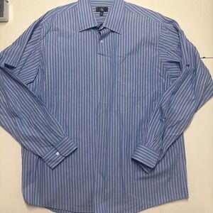 Calvin Klein Shirt Men's Blue Button Up Long Sleeve Size XXL 18 36/37 Striped
